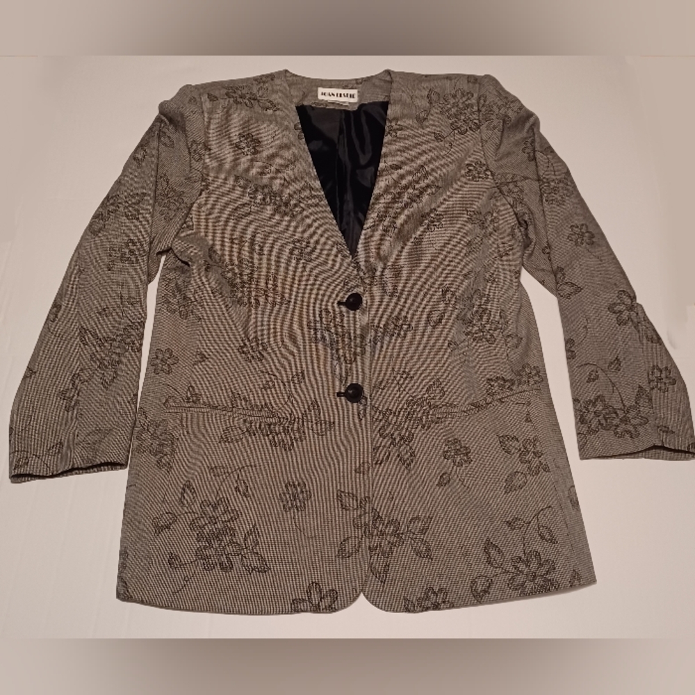 Vintage Joan Leslie Black and Gray Floral Blazer